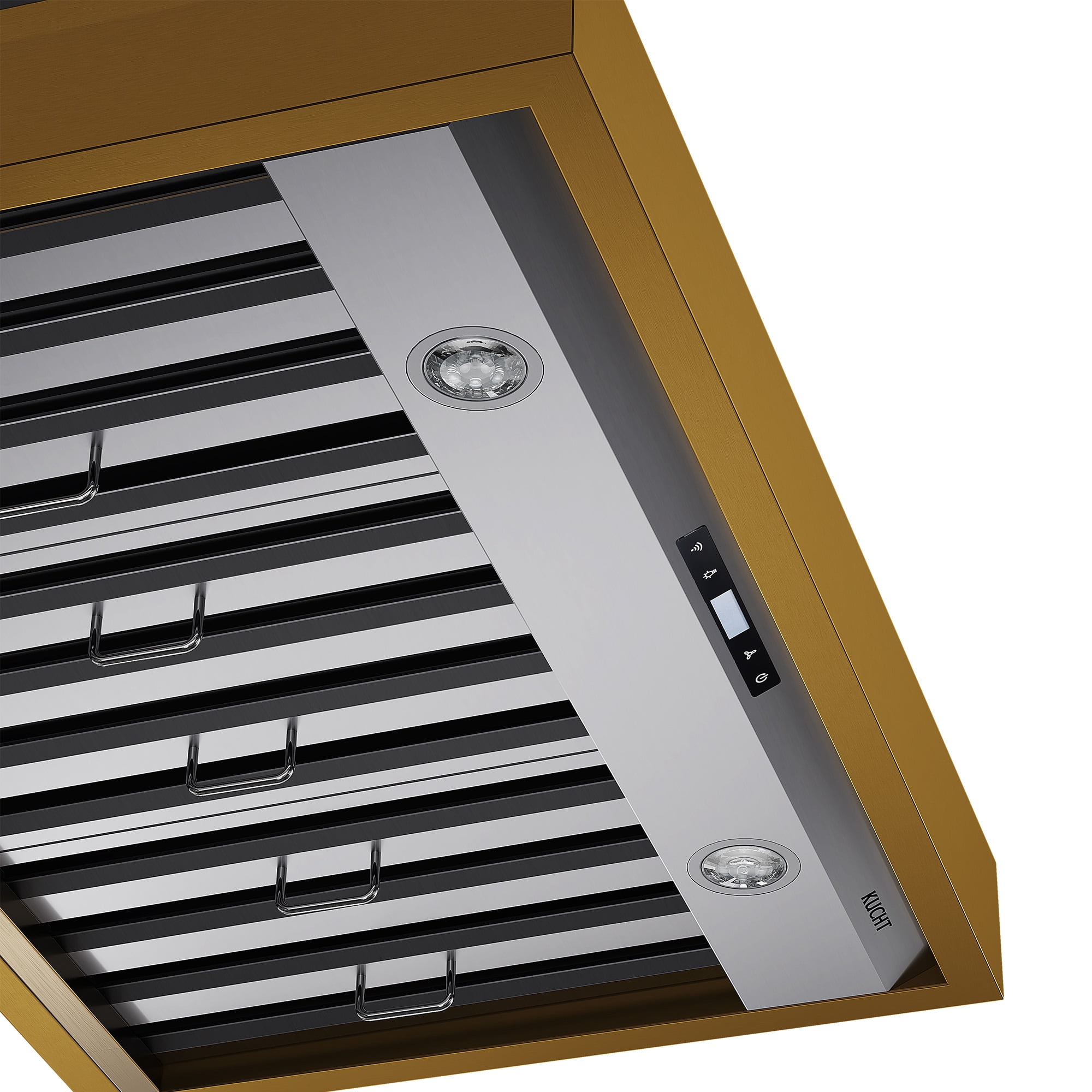 36 in. 600 CFM Wall Mounted Range Hood in Stainless Steel with Gold Accents