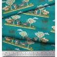 thumbnail image 3 of Soimoi Japan Crepe Satin Fabric Tree,Deer & Racoon Cartoon Fabric Prints by Yard 42 Inch Wide, 3 of 3