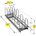 thumbnail image 4 of Pull Out Pot Lid and Cookie Sheet Organizer Rack for Cabinet - Lifetime Ltd. Warranty - Sliding Kitchen Organizers – Pans, Pots, Lids, and Tray Storage - 7.25 wide x 21 inch, Chrome, 4 of 10
