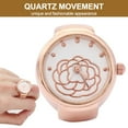 thumbnail image 3 of Finger  Watch, Flower Pattern Women Round Dial Rose Quartz WatchRose Gold, 3 of 8
