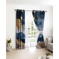 thumbnail image 3 of Navy Blue Brown Blackout Curtains for Bedroom/Living Room, Thermal Insulated Kitchen Curtains, Vintage Modern Art Abstract Grommet Darkening Window Treatment Drapes 42"x84"x2, 3 of 8