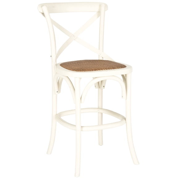 SAFAVIEH Franklin X-Back Bistro Rustic Counter Stool with Footrest, Distressed Ivory