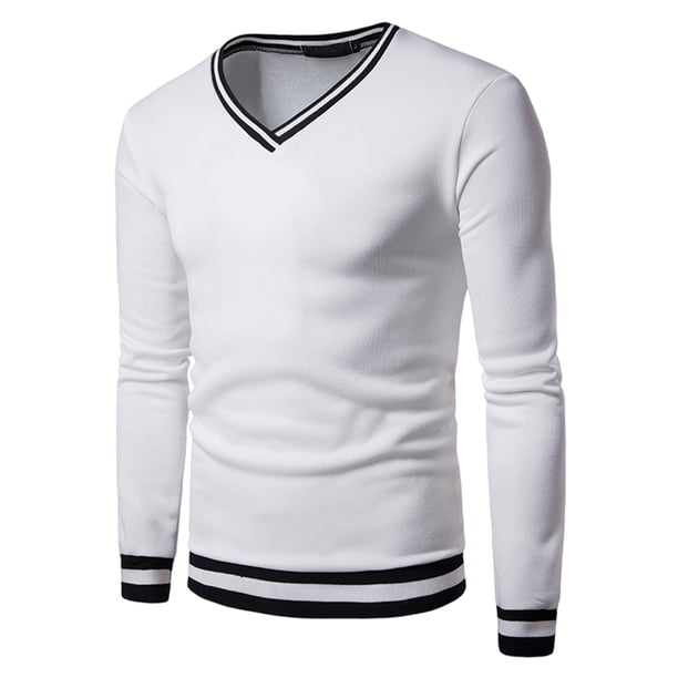 pstuiky camisas de manga larga para hombre, Blusas y camisas de manga larga con cuello en V y color liso para hombre Tops de talla grande para hombre xxl