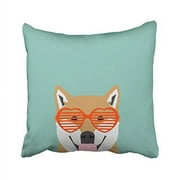 WinHome Decorative Shiba Inu glasses dog cute shiba inu puppy gifts Pillow Case Size 18x18 inches Two Side