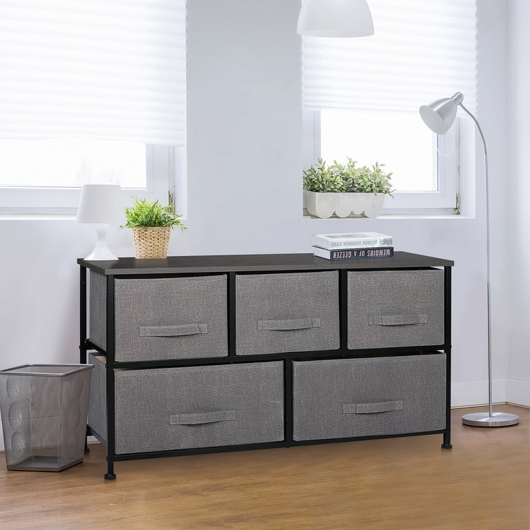 ZENSTYLE Simple Steel Frame Wide Dresser Storage Tower, Gray ZENSTYLE Simple Steel Frame Wide Dresser Storage Tower, Gray