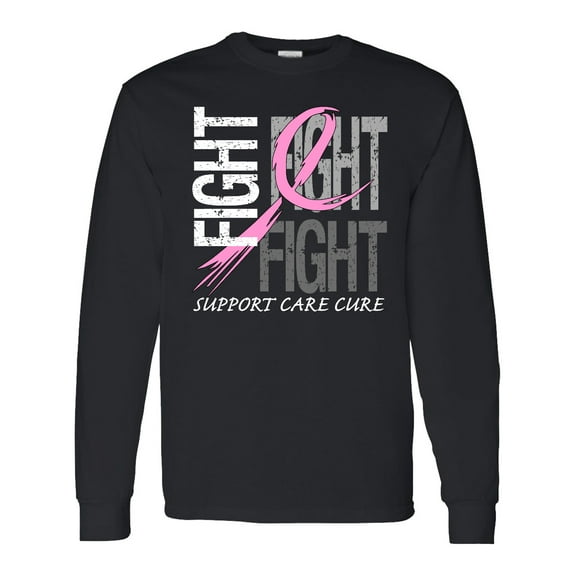 Inktastic Fight Support, Care, Cure Breast Cancer Awareness Long Sleeve T-Shirt