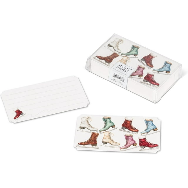 Abbott Collection Vintage Skates Mini Double-Sided Note Cards. 50 Pieces - Paper, White/Multicolour (2x3.5"L)