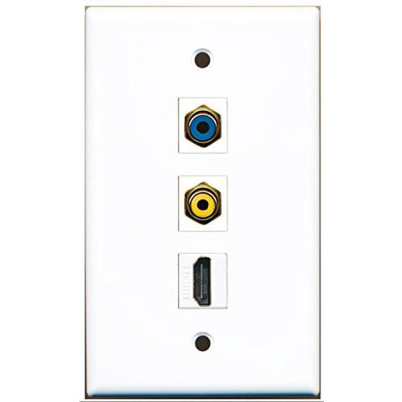RiteAV - 1 Port HDMI and 1 Port RCA Yellow and 1 Port RCA Blue Wall Plate
