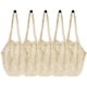 thumbnail image 1 of Laklulu Paquete de 5 bolsas de malla de algodón portátiles/reutilizables/lavables, organizador orgánico, bolso de compras, bolso de red con asa larga, 1 of 6