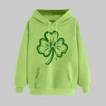 thumbnail image 2 of VBTAPA St. Patrick's Day Sweatshirt for Women Cute Gnome Print Long Sleeve Drawstring Hooded Sweatshirt Irish Lucky Clover Print Pullover Tops Deals of the Day Green S, 2 of 6
