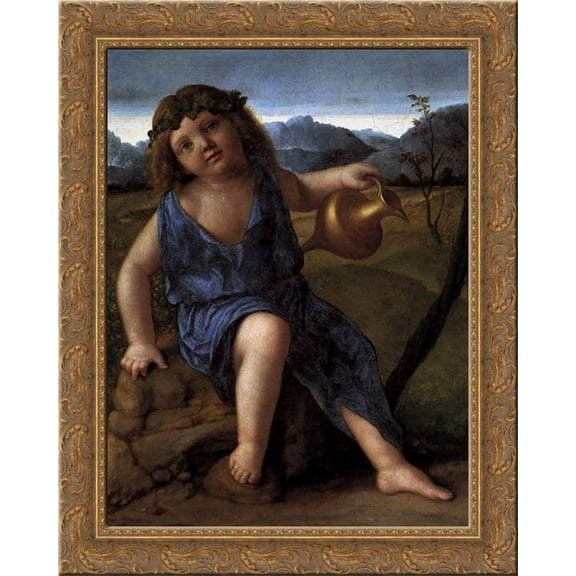 Young Bacchus 20x24 Gold Ornate Wood Framed Canvas Art by Bellini, Giovanni