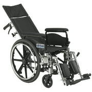 Drive Medical Viper Plus GT Full Reclining Wheelchair, Detachable Full Arms, 20" Seat