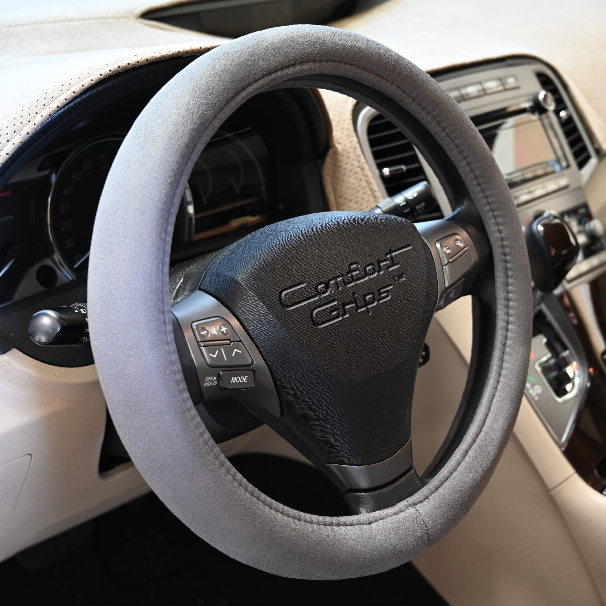Comfort Grips Steering Wheel Cover - Ultra Plush Medium (14.5 - 15.4) Grey