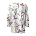 thumbnail image 5 of RPVATI Womens Plus Size Tunics 3/4 Sleeves Clearance Button Down Up V Neck Henley Shirts Loose Fit Floral Print Elbow Sleeve Blouses Trendy Spring Tshirts Beach Tops Gray 4XL, 5 of 6