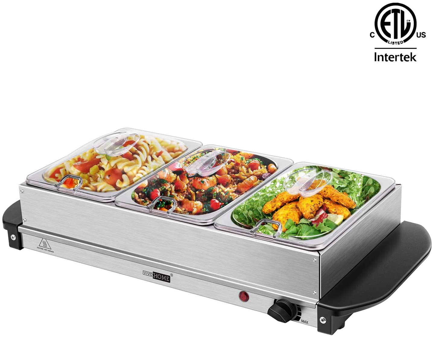 BUFFET SERVER ADJUSTABLE TEMPERATURE 200W  HOT PLATE TRAY S/S STEEL FOOD WARMER 