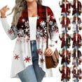 thumbnail image 5 of Women's Fall and Winter Fashion Casual Print Long Sleeve Mid-Length Cardigan Jacket, Christmas Theme for Holiday Season,Purple,3XL, 5 of 6