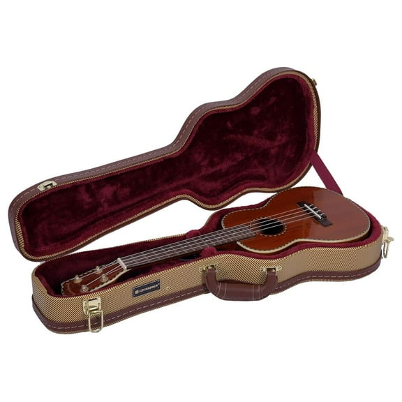 Bilot Hardshell Vintage Tweed, 5-String Deluxe Wood Hard Tenor Ukulele, Vinyl, Wooden Case (CRW600TUTW)