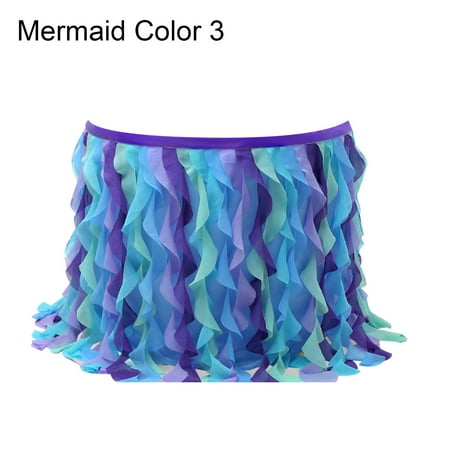 

NUOH Waterproof Table Skirt Anti-wrinkle Net Yarn Shiny Romantic Fluffy Table Skirt Party Supplies