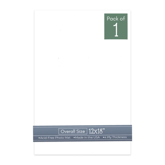 White 12x18 Uncut Art Mat Board - No Opening - 1 Mat