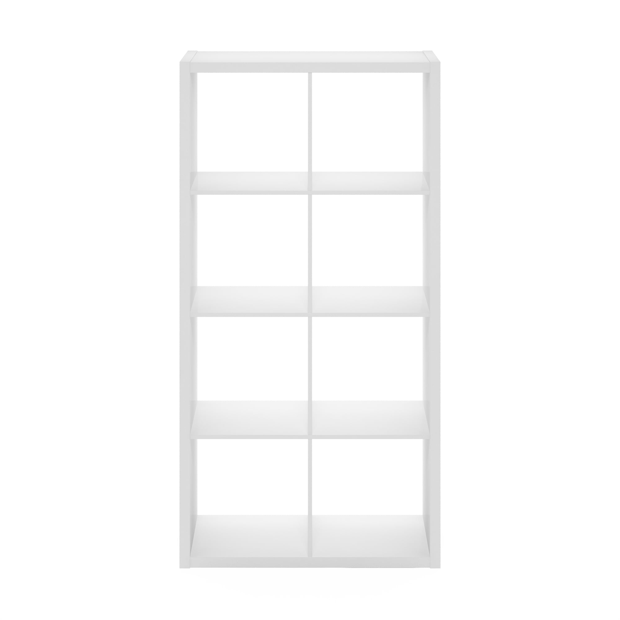 Furinno CUBICLE Book Shelf, 8-Cube Bookshelf, Extra Thick Frame Horizontally & Vertically Reversible Bookcase with Open Back, 14.6 x 30 x 58, for Living Room, Bedroom, Home Office, White
