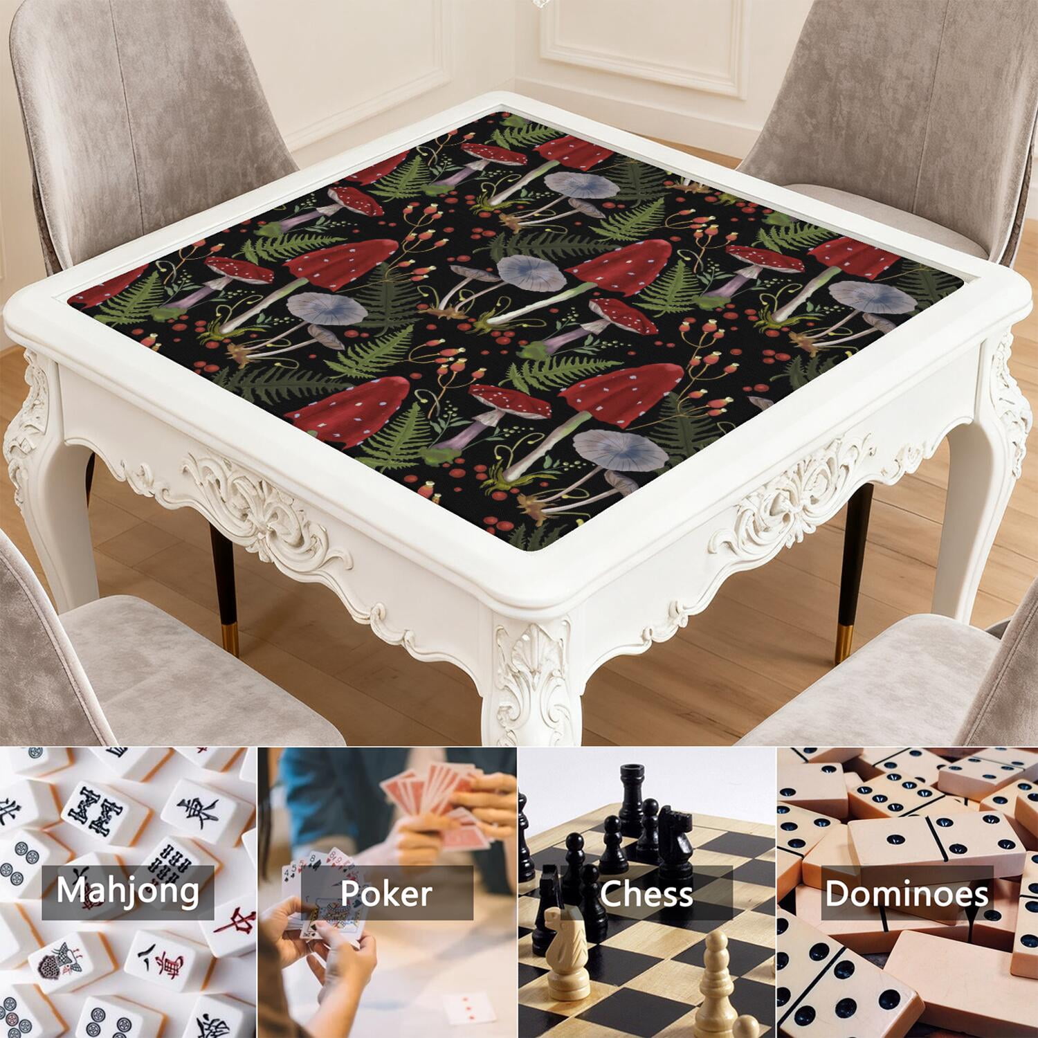 31.5 Inch Botanical Plants Mahjong Playing Mat Constructed from High Quality Rubber with Anti-Slip Properties and Noise Reduction Features for Card Games Board Games