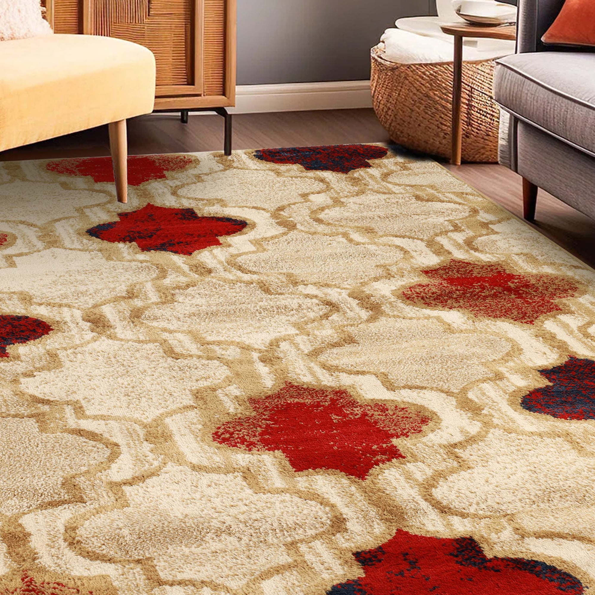 Superior Viking Trellis Indoor Large Area Rug, 4' x 6', Beige