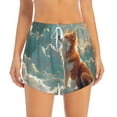 thumbnail image 4 of Lsque Starry Sky Cloud Fox Printed Women's Running Shorts with Liner Pockets,Elastic Quick Dry Workout Athletic Gym Yoga Shorts,Womens High Waist Shorts-XX-Large, 4 of 9
