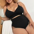 thumbnail image 3 of TopLLC Plus Size Swimsuit for Women, Women Plus Size Two Piece Bikini Halter Swimsuits with High Waisted Ruched Bottom V Neck Bathing Suits, 3 of 5