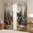 thumbnail image 2 of Feelyou Jungle Wildlife Wolf Black Out Curtains, Countryside Animal Curtains Pack of 2 (42x63 Each), Rustic Wooden Plank Bedroom Curtains, Blackout Curtains Bedroom Decor, 2 of 6