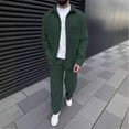 thumbnail image 2 of YOIAVAIOY Men Corduroy Set Solid Long Sleeve Shacket and Pants Tracksuit Matching Sets Fall Winter Casual Outfits Army Green M, 2 of 7