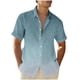 thumbnail image 1 of Camisas de Manga Corta de Botón para Hombre, Blusa de Moda Casual de Impresión de Gradiente de Cuello de Vuelta Hecha de 95% Poliéster 5% Spandex para el Verano, Camisas de Verano para Hombre, 1 of 4