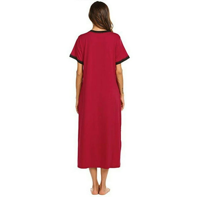 Baohd Chemises de Nuit Aguichant en Coton à Manches Courtes pour Femmes – Moments Intimes Robes de Nuit & Chemises de Nuit Vêtements de Nuit Rouge m