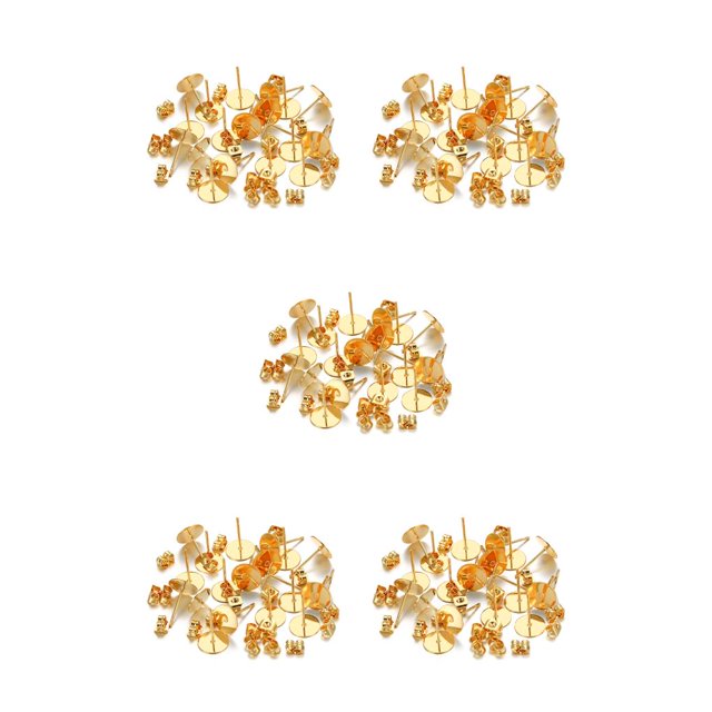 yingyy Earring Stud Base Handmade Popular Personality Ear Pins Setting Lady Jewelry Making Tool Party Beach Time Supplies Gold 8mm 5Set