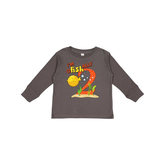 Inktastic I'm O-fish-ally Two- Cute Puffer Fish Second Birthday Boys or Girls Long Sleeve Toddler T-Shirt