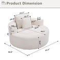 thumbnail image 2 of Leumius Oversized Round Chaise Lounge Sofa,Upholstered Lounge Chair with 2 Pillows and Cupholders,Boneless Sofa Couch with Memory Foam,Deep Seat Sleeper Chair for Living Room,No Assembly,White, 2 of 9