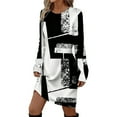 thumbnail image 3 of CAIXIA Womens Long Sleeve Dresses Casual Fall Sweater Dress Work Winter Fashion 2026 Crew Neck Clothes,White, 3 of 5