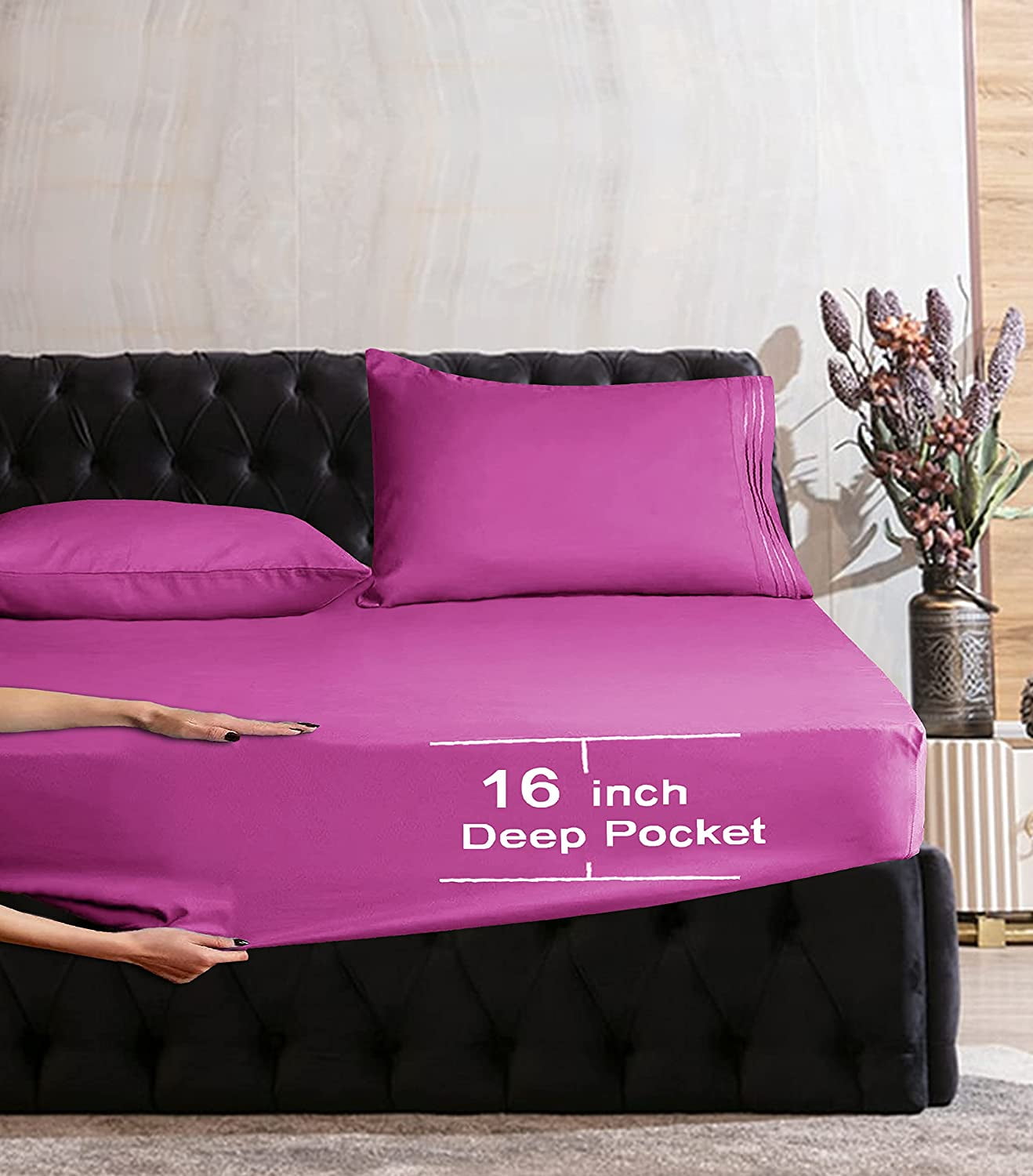 1500 Series Soft 1-Piece Fitted Sheet, California King Pink