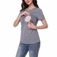 thumbnail image 2 of Frostluinai Womens Nursing Tops Short Sleeve Ribbed Breastfeeding Shirts Double Layer Maternity Shirt Crew Neck Short Sleeve Pregnancy Clothes, 2 of 8
