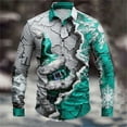 thumbnail image 2 of KANG Men's Christmas Fashion 3d Printed Casual Holiday Carnival Button Lapel Long Sleeved Shirt, 2 of 3