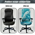 thumbnail image 4 of Renewold Marble Teal Office Chair Cover for Armrest Chairs Stretchy Printed Desk Computer Chair Slipcover Removable Non-slip High Back Chair Cover Standard Size, L, 4 of 7