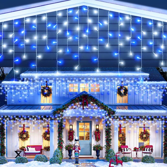 Luces de Navidad Nielfoi 20 m Azul y Blanco 640 LED en Forma de Carámbano