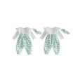 thumbnail image 2 of BemeyourBBs Newbron Baby Girl Golf Outfit Romper Infant Girls Spring Fall Winter Clothes Long Sleeve Golf Cart Print False Two-piece Patchwork Jumpsuit with Headband, 2 of 9