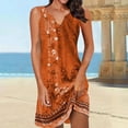 thumbnail image 2 of Summer Dresses for Women Boho Sleeveless Vintage Floral Flowy V Neck Tshirt Tank Sundress Beach Dress for Women 2024, 2 of 5