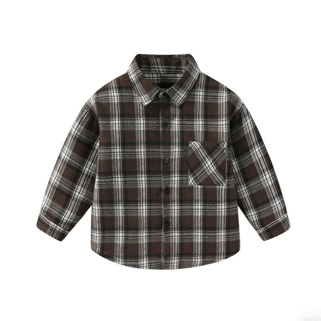 Tranfacy Chemises à Carreaux à Boutons pour Enfants à Manches Longues Col Rabattu Manteau d'Automne et Couche de Base