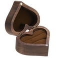 thumbnail image 1 of Caja de anillos de madera, caja de anillos en forma de corazón con 2 ranuras, marrón, 1 of 7