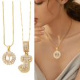 thumbnail image 2 of Full 26 Letter Pendant Necklace Women's Copper Round Flower Letter Set 2pc, 2 of 6