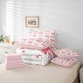 thumbnail image 6 of jejeloiu Cute Bowtie Loves 7pcs Bedding Comforter Set,White Pink Queen Bedding Sets For Girls Kids Reversible, 6 of 8
