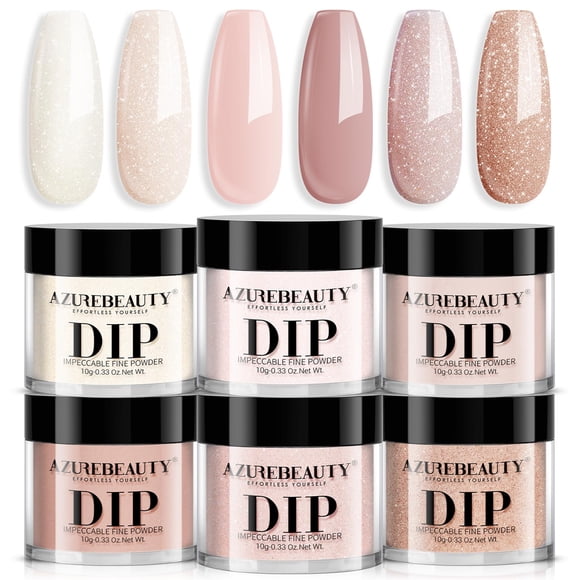 Set de uñas en polvo AZUREBEAUTY Nude Light Pink 6 colores