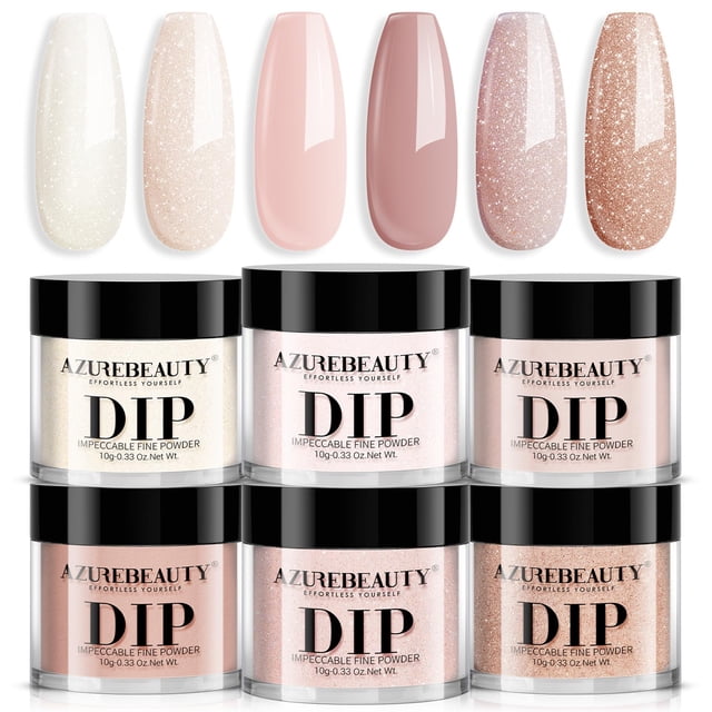 Set de uñas en polvo AZUREBEAUTY Nude Light Pink 6 colores