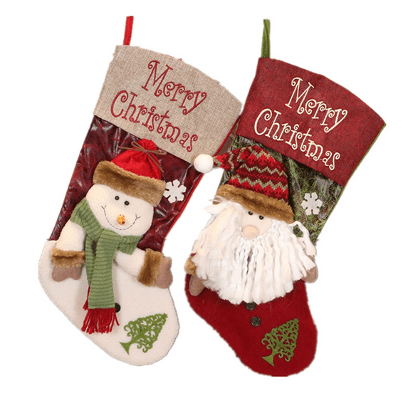 Christmas Stocking Set of 2, Xmas Stockings for Tree Decoration, Personalised Sock Gift Bag for Teenagers, Candy Bag